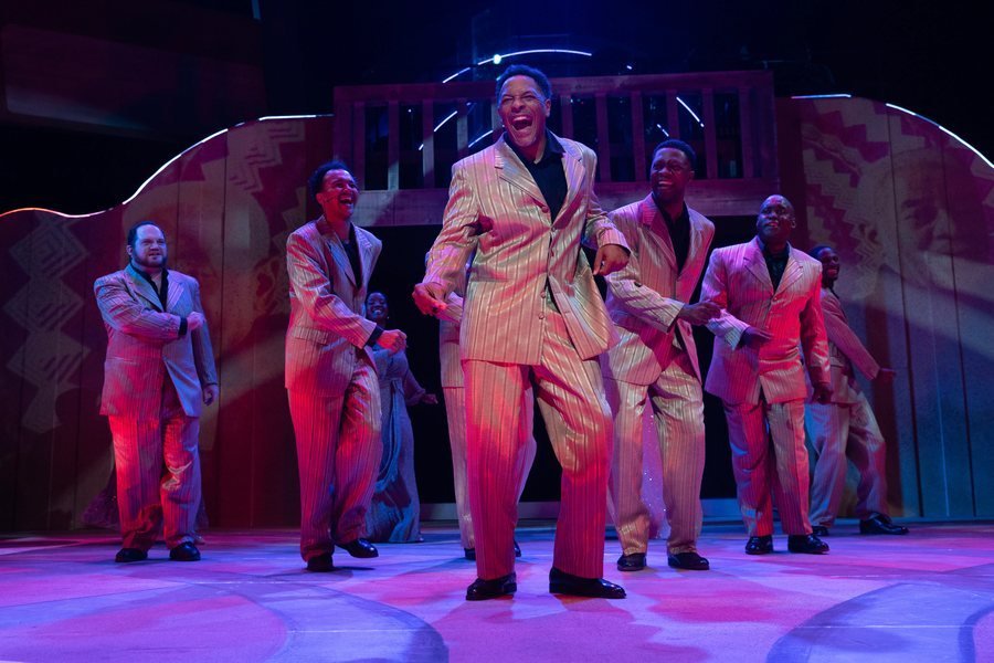 The men of Men of Soul in matching gold suits